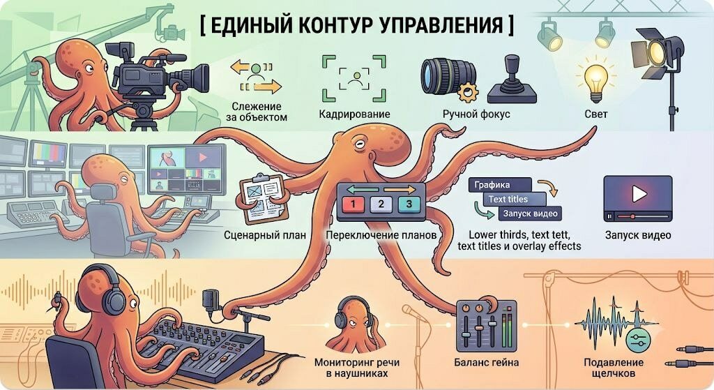 Единый контур управления: один человек совмещает камеру, режиссуру и звук